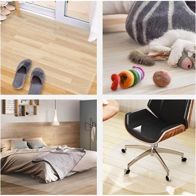 Picture of Heritage Express Clear PVC Desk Chair Floor Protector Mat, Anti-Slip, Moisture-Resistant, 48" x 36" - Home Office Desk Carpet Cover 