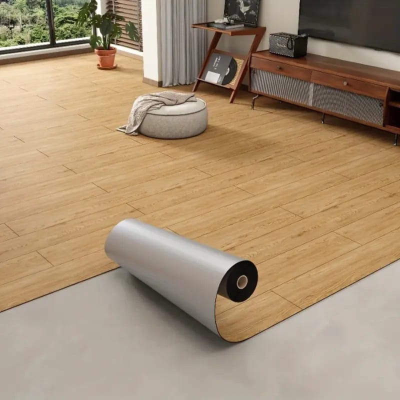 Picture of PVC Flooring Roll Self-Adhesive Non-Slip Waterproof Vinyl Floor Tiles | Natural Wood Grain Design | 0.6 × 3 m (20 sq.ft) | Home, Office & Shop 