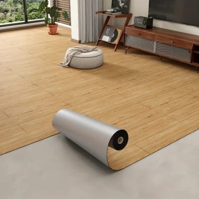 Picture of PVC Flooring Roll Self-Adhesive Non-Slip Waterproof Vinyl Floor Tiles | Natural Wood Grain Design | 0.6 × 3 m (20 sq.ft) | Home, Office & Shop 