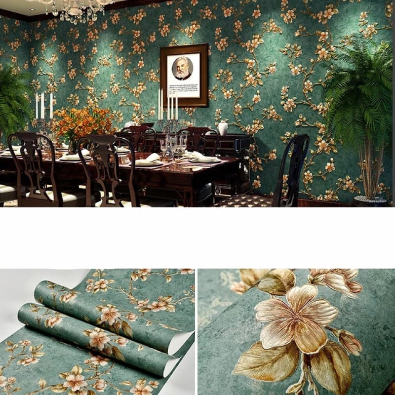 Picture of Embassed floral wallpaper collection adhesive 57 square fit roll-refrigeration and decoration-modern and trendy - Vintage Choice 
