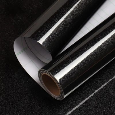 Picture of Solid color Stickers ( 13 sqf ) Self Adhesive Waterproof Kitchen Furniture Renovation Wallpaper Black