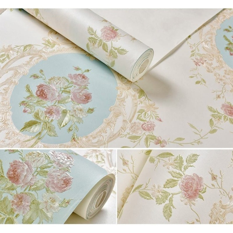 Picture of Embossed Floral Wallpaper Collection Adhesive  57 square feet Roll 
