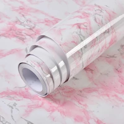 Picture of Removable Furniture Sticker Paper - 4x2 Feet -  Self Adhesive Vinyl Wallpaper Living Room Kitchen Cabinet Furniture Stickers PVC Waterproof Marble Contact Paper (Color : Marble Light Pink ) 