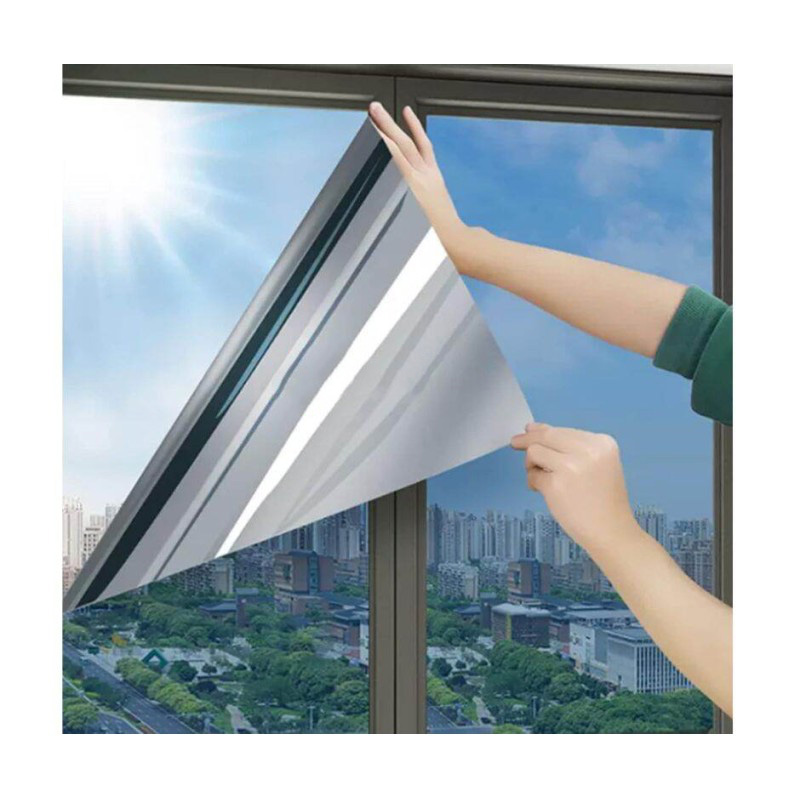 Picture of Window Film Privacy Silver Tint Anti Uv Reflect Sun Controle Waterproof & Scratch Resistance Office, Home & Car Privacy Self Adhesive Window Film 24" x 60" Inche, Blue Window Glass Film Lake Blue