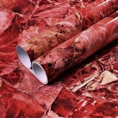 Picture of Peel and Stick Red Marble Contact Paper for Bathroom Kitchen Countertop Table Desk Wall Desk Furniture Sticker 24X79 Inches 