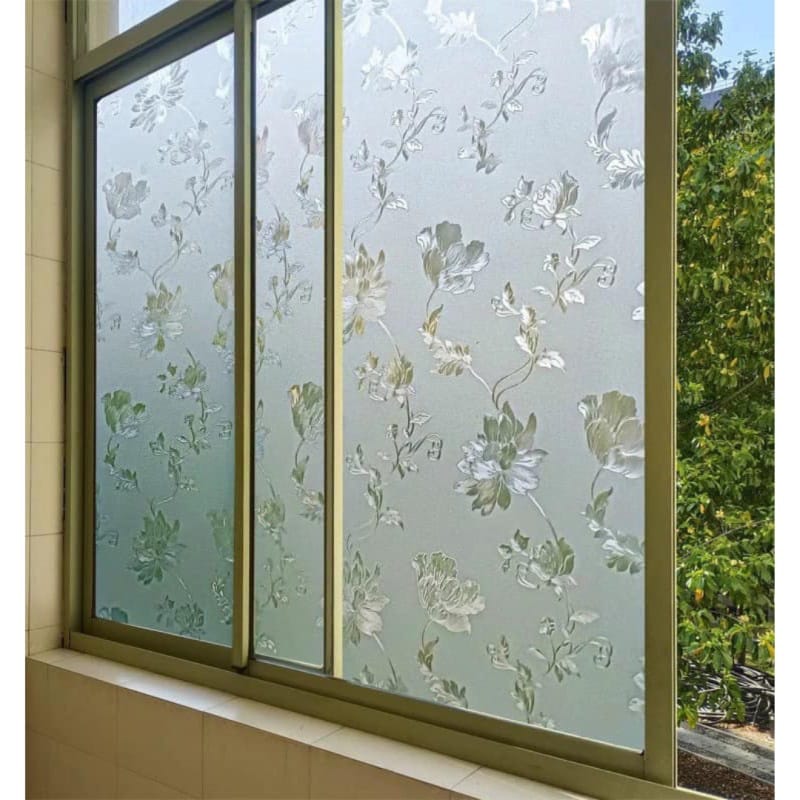Picture of Elegant Floral Privacy Window Film with UV Protection and Static Cling - New 