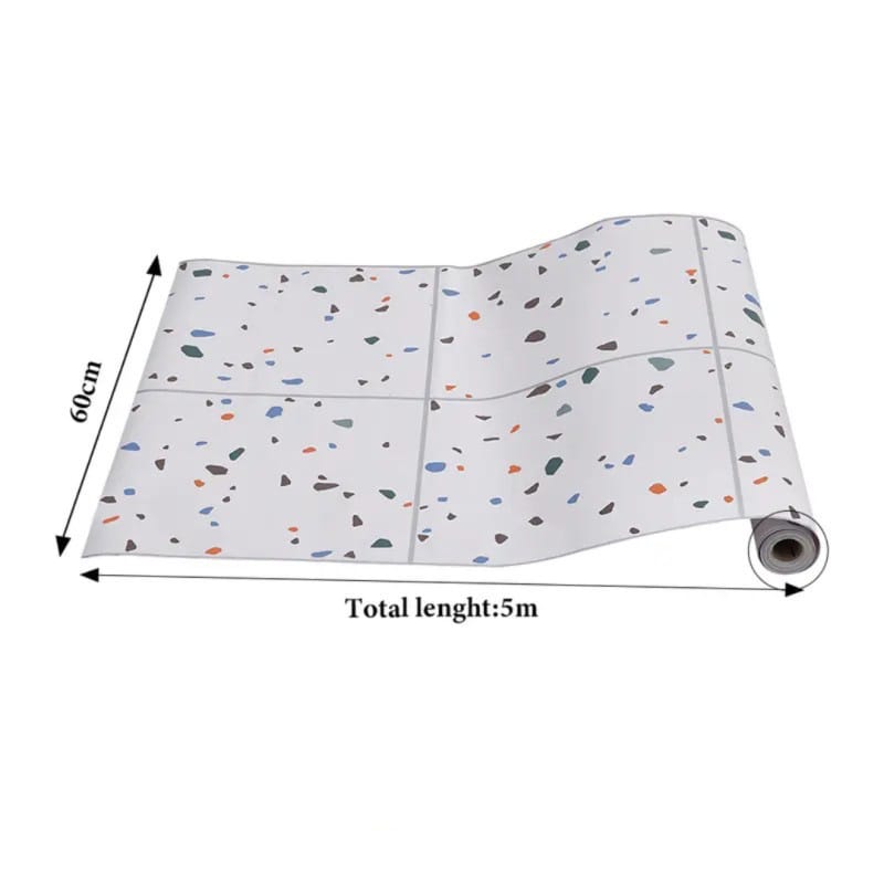Picture of 5M*60cm -  Waterproof Peel & Stick Floor Tiles – Removable Self-Adhesive Vinyl Tile Stickers for Bathroom, Living Room, Kitchen & Bedroom ( 198 * 24 in Roll ) 