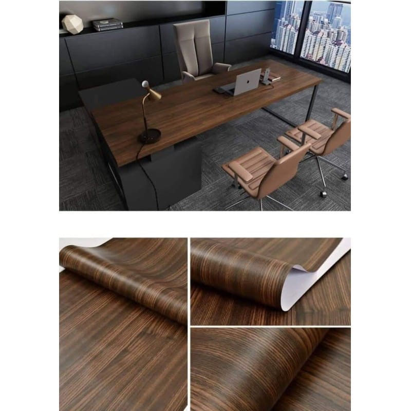 Picture of Fantasnight Wood Vinyl 120x61cm  Wrap Sticky Back Plastic Roll Dark Brown Self Adhesive wallpaper Wooden Peel and Stick for Furniture Surfaces Walls Countertop DIY Multicolor