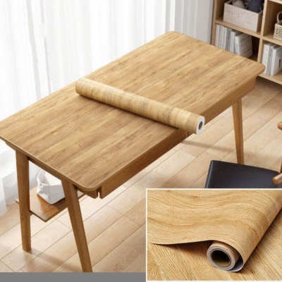 Picture of Elegant Wood Grain PVC Wall Sticker for Home Decor and Furniture Covering 