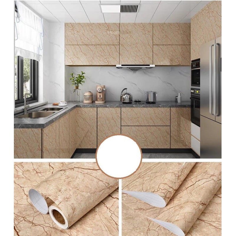 Picture of Marble Pattern Stickers Self Adhesive Waterproof Kitchen Furniture Renovation Wallpaper ( 20 sqf ) Multicolor