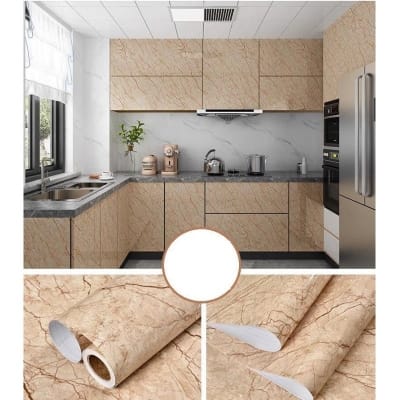 Picture of Marble Pattern Stickers Self Adhesive Waterproof Kitchen Furniture Renovation Wallpaper ( 20 sqf ) Multicolor