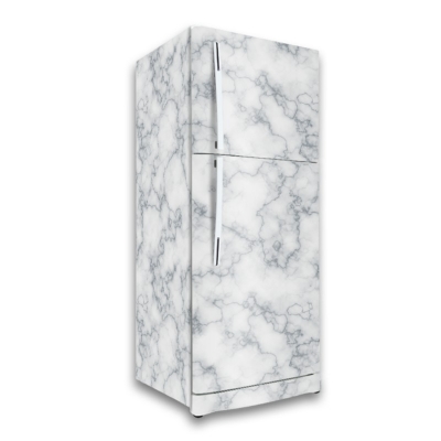Picture of Fridge Wallpaper Vinyl Fridge Sticker Decal Wrap PVC Self Adhesive Sticky Back Plastic Home Decor Plain 6.6 x 2 feet or 2mx60cm Natural White Marble and 3D Background , Warp, Skin Sticker (200 x 60cm) Multicolor