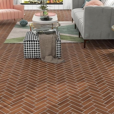 Picture of 1 Roll Thick Self-Adhesive Floor Sticker, Red Brick Pattern, For Bedroom, Living Room, Kitchen, Bathroom - Non-Slip, Waterproof, Heat Resistant, Easy Installation, Removable Without Residue ( self-adhesive ) 13 sqf Multicolor