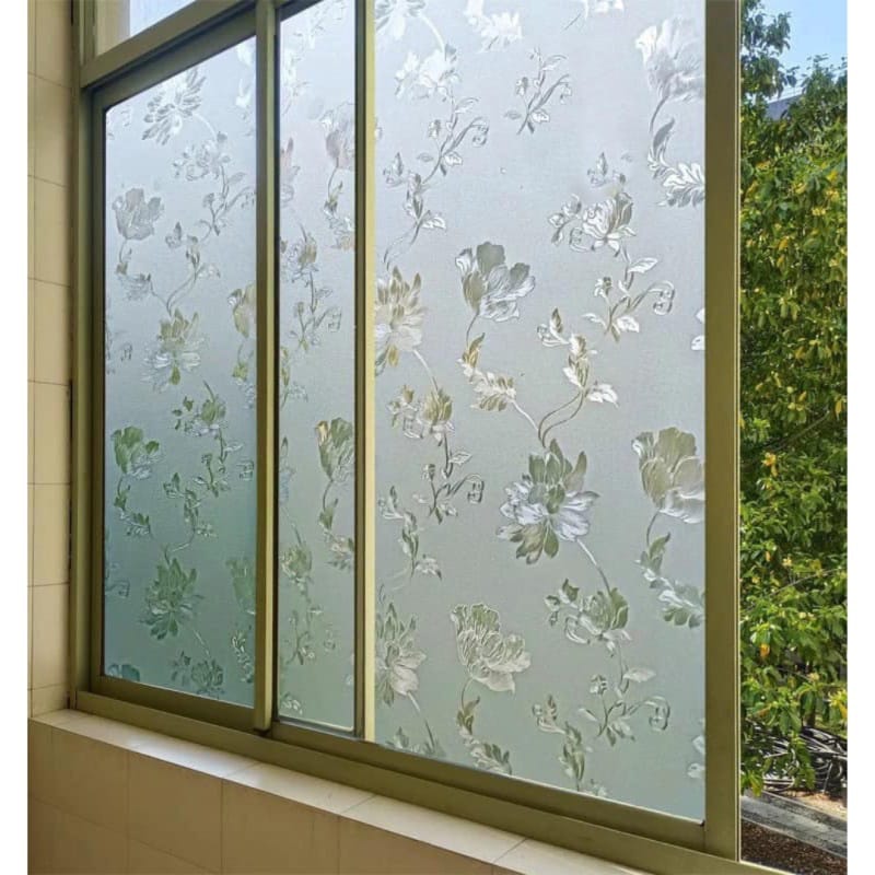 Picture of Elegant Floral Privacy Window Film with UV Protection and Static Cling - New 