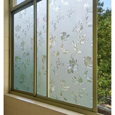 Picture of Elegant Floral Privacy Window Film with UV Protection and Static Cling - New 