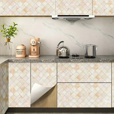 Picture of 120x60CM Self Adhesive Marble Pattern Stickers Waterproof Kitchen Furniture Renovation Wallpaper - Sticker Multicolor