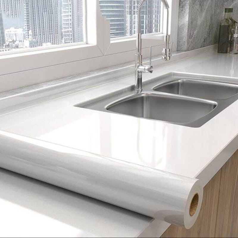 Picture of 60x300CM Self Adhesive Marble Pattern Stickers Waterproof Kitchen Furniture Renovation Wallpaper - Sticker White