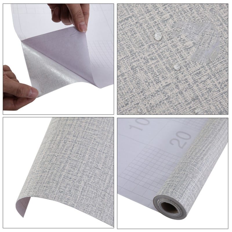 Picture of Self-Adhesive Grey Plain Linen Textured Wall Sticker Vinyl 60cmx120cm  Wallpaper Rolls ( 8 sqf ) Multicolor