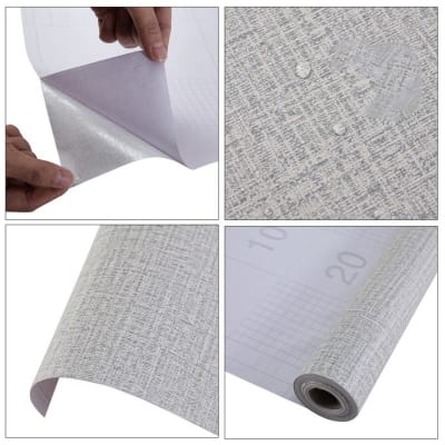 Picture of Self-Adhesive Grey Plain Linen Textured Wall Sticker Vinyl 60cmx120cm  Wallpaper Rolls ( 8 sqf ) Multicolor