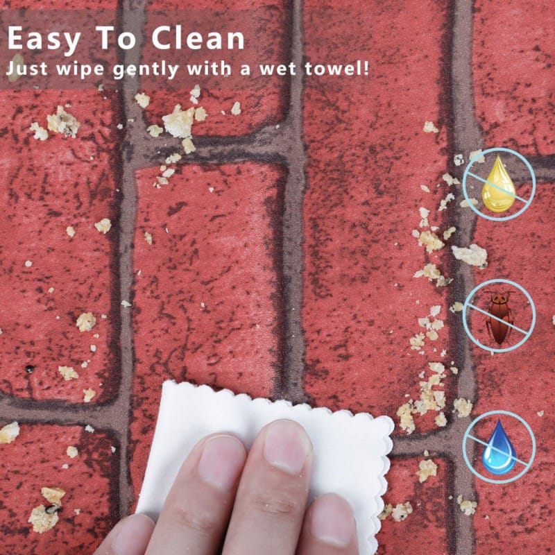 Picture of Red Brick - Self Adhesive Wallpaper - ''79X48'' Inch -  Waterproof Old Furniture Vinyl Stickers Wooden Door Wardrobe Desktop PVC Wall Papers Multicolor