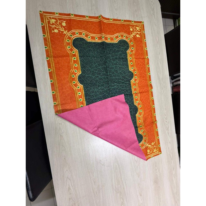 Picture of Non-Slip Janamaz Prayer Mat | Brush Fabric Top & Rubber Bottom | Anti-Slip Islamic Namaz Mat | 52 x 36 Inch Multicolor