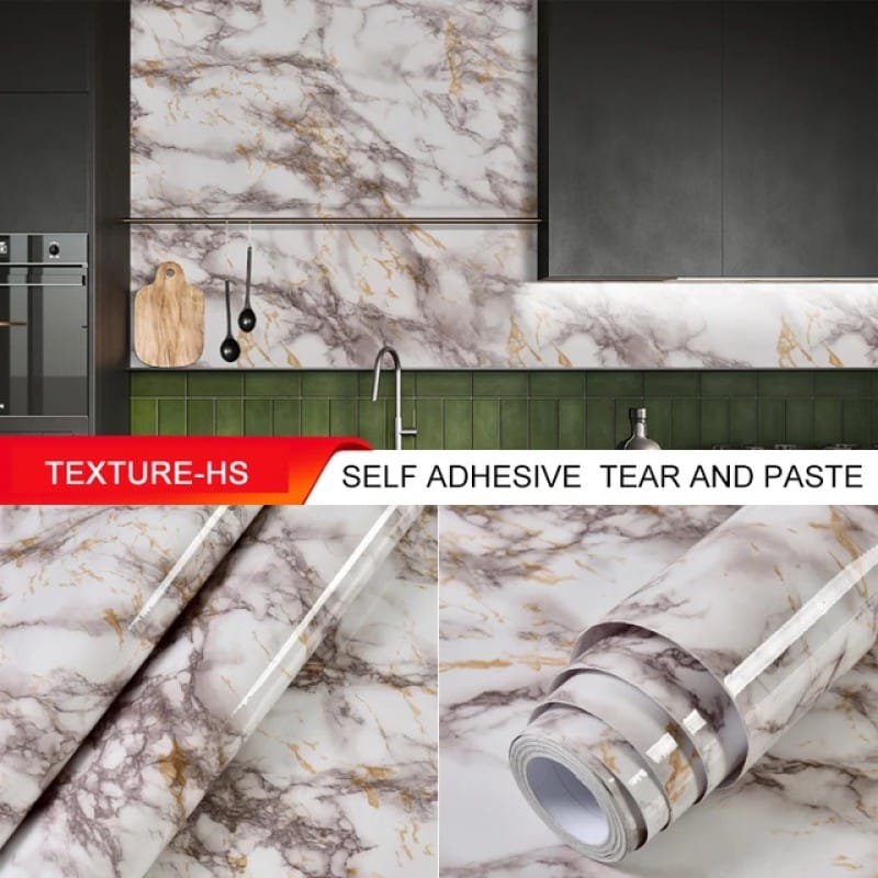Picture of FURNITURE /  Kitchen  OIL/WATER  Resistance White Marble Paper 10 Square Feet Multicolor