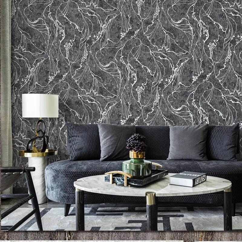 Picture of Metallic Ripple Liquid Marble Swirl Shimmer Wallpaper Roll Abstract PVC Wall Paper Home Decor 57 sq ft Roll 