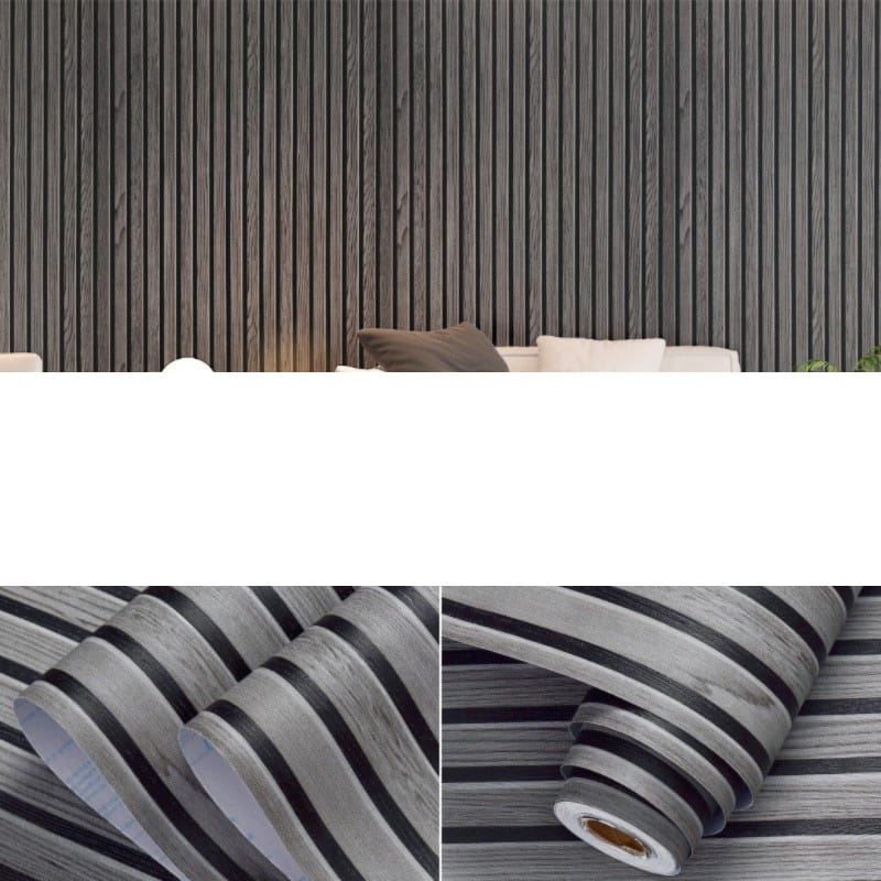 Picture of 3D Wood Slat Wallpaper Peel & Stick – Waterproof PVC Acoustic Panel Design Self-Adhesive Wall Sticker (3m Length x  45cm Width) 