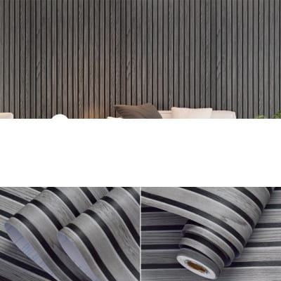 Picture of 3D Wood Slat Wallpaper Peel & Stick – Waterproof PVC Acoustic Panel Design Self-Adhesive Wall Sticker (3m Length x  45cm Width) 