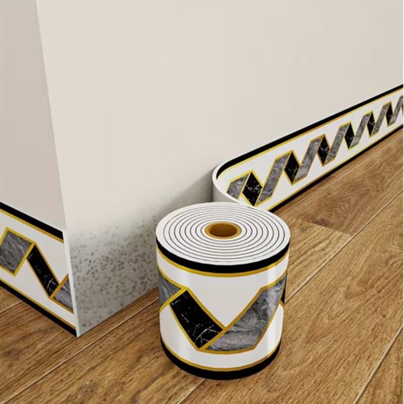 Picture of Skirting  Sheet Wall Baseboard Trim Waterproof Self Adhesive Floor Corner Edge Protector Strip  - Peel and Stick PVC -  5M 