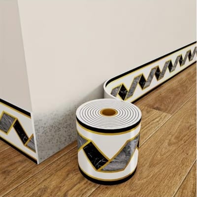 Picture of Skirting  Sheet Wall Baseboard Trim Waterproof Self Adhesive Floor Corner Edge Protector Strip  - Peel and Stick PVC -  5M 