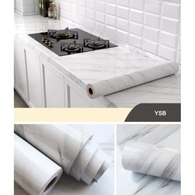 Picture of White Marble Paper Kitchen  OIL Resistance  ( Length 5 Feet & width 2 Feet ) 10 Square Feet Multicolor