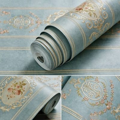 Picture of Embossed Floral Wallpaper Collection Adhesive 57 square feet Roll - Furniture & Decor - Modern and Trendy 