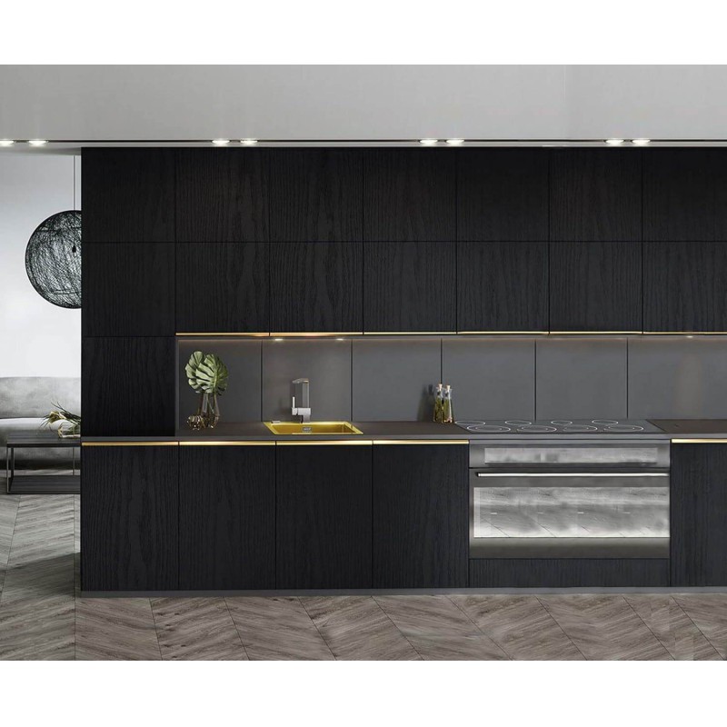 Picture of Dark Oak Wood Grain 5x2 feet Self Adhesive Waterproof Wallpaper PVC Stickers Wooden Door Wardrobe Desktop Almirah Cupboard, Tabletop, Wall Black