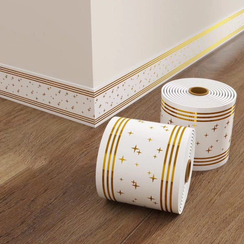 Picture of Skirting  Sheet Wall Baseboard Trim Waterproof Self Adhesive Floor Corner Edge Protector Strip  - Peel and Stick PVC -  5M 