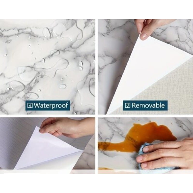 Picture of 40 sqf Waterproof Sticker Modern Kitchen Cabinet Table Countertop Furniture Refrigerator Renovation Wallpaper PVC Self Adhesive Wall Sticker - ( 20 feet x 2 feet ) 