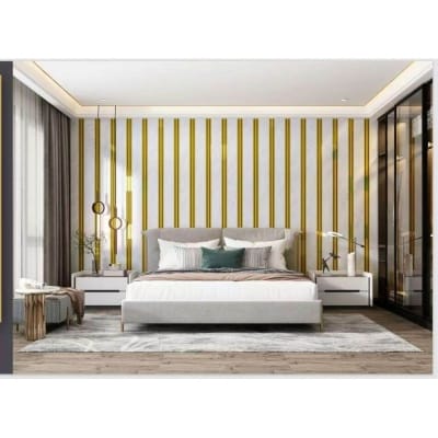 Picture of 3D Self Adhesive Foam Wallpaper Roll 60cm x 3m | Waterproof Peel & Stick Wall Sticker | High Glossy Grille Stripes TV Background Wall Decor 