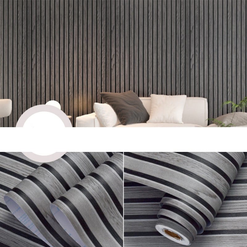 Picture of 3D Wood Slat Wallpaper Peel & Stick – Waterproof PVC Acoustic Panel Design Self-Adhesive Wall Sticker (5m Length x  45cm Width) 