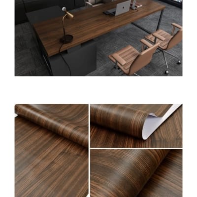 Picture of Waterproof Wood Pattern PVC Wallpaper Roll 33ft x 2ft (66 Sqft) | Self Adhesive Furniture Renovation Sticker | Oil Proof Peel & Stick Cabinet Countertop Wall Paper 
