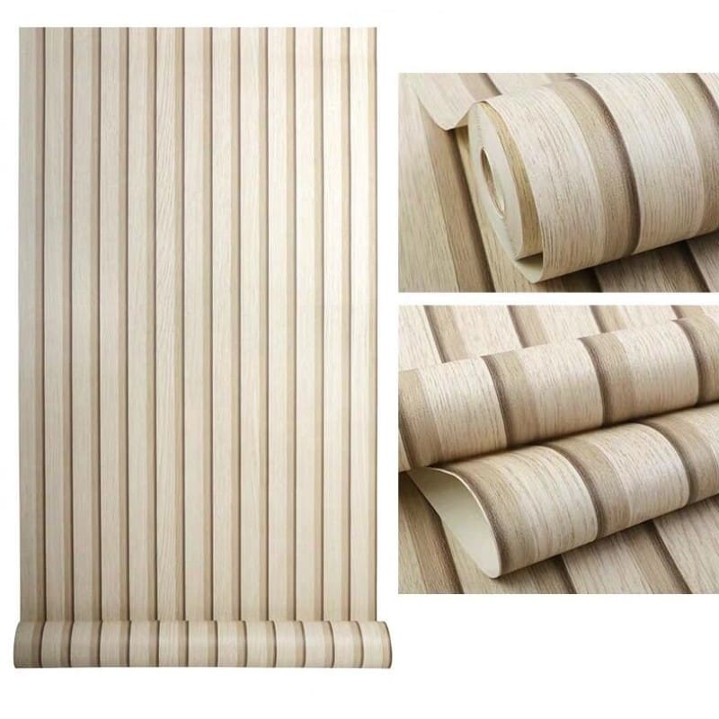 Picture of Non-Woven Wallpaper with Wood Look, 3D Panels in Modern - 57 sq ft Roll Multicolor