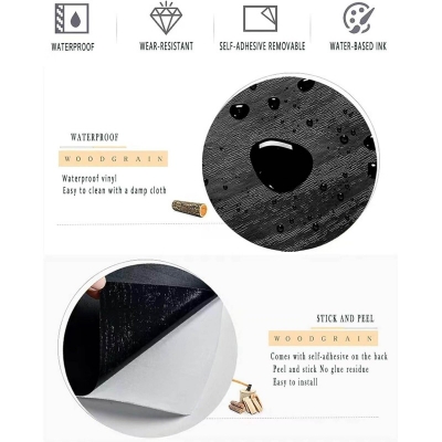Picture of 3mx60cm Black Wood Peel and Stick Wallpaper , 10 Ft. x 2 Ft. Removable Wood Contact Paper, Removable Contact Paper for Countertops, Decorative Waterproof Vinyl Roll Black