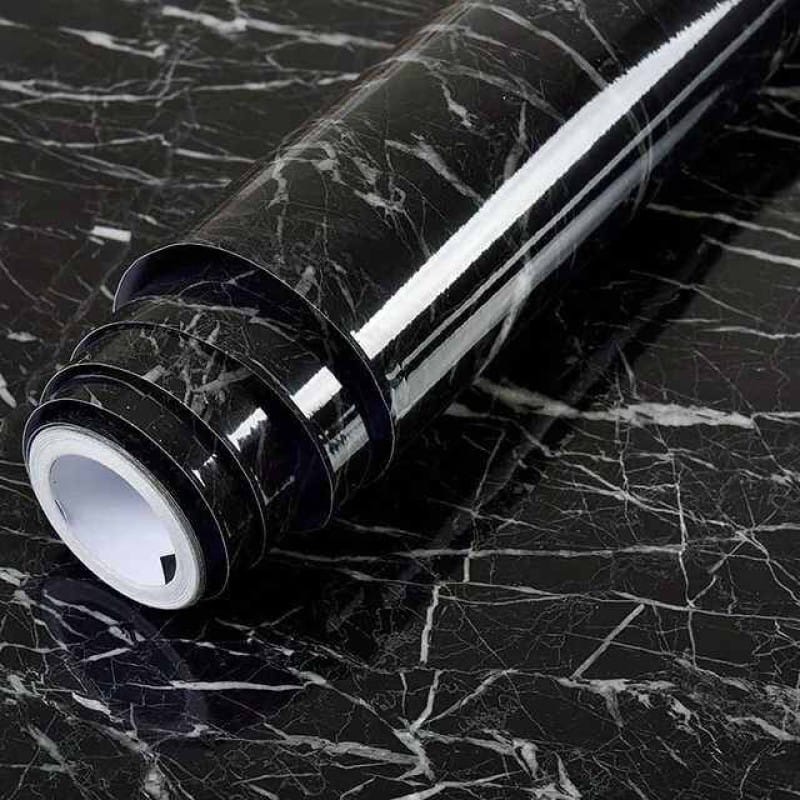Picture of marble Paper Granite Wallpaper Roll Kitchen countertop Cabinet Sticker(King Kong Black) 