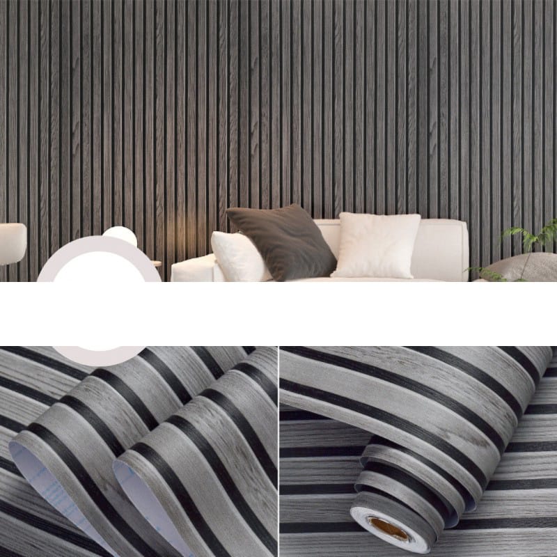 Picture of Wood Grating Wallpaper Self-Adhesive Removable Peel and Stick Wall Paper Countertop Cabinet Vinyl Decoration Stickers Width 45CM 