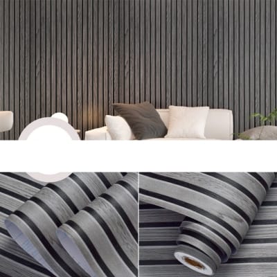 Picture of Wood Grating Wallpaper Self-Adhesive Removable Peel and Stick Wall Paper Countertop Cabinet Vinyl Decoration Stickers Width 45CM 