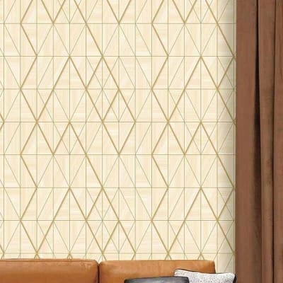 Picture of 3D Geometric Gold Line Wallpaper Roll 57 Sqft | Self Adhesive PVC Wall Sticker | Waterproof Modern Wall Decor for Living Room Bedroom 