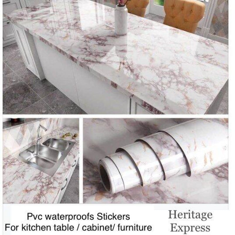 Picture of Exceotional Quality - 20 SQF Furniture/Kitchen Oil/Water Resistance White Marble Paper - Sustainable Option - Expression of Yourself Multicolor