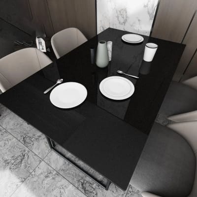 Picture of 2M - Black Self-adhesive Wallpaper, Solid Color Glossy Film Wallpaper, Waterproof Washable Peel And Stick Contact Paper, Backdrop Appliances Furniture 