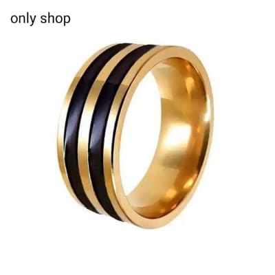 Picture of black stainless steel finger rings for men-Gold