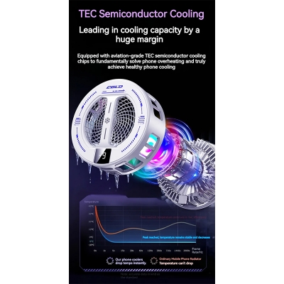 Picture of NEW Semiconductor Magnetic Clip Phone Cooler k36 with Digital Display Temperature RGB Lights Compatible for Iphone