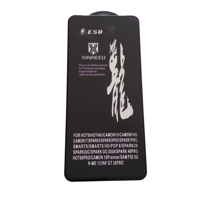 Picture of rainboo glass protector FOR model FOR HOT9/HOT40i/CAMON15/CAMON16S CAMON17/SPARK5/SPARK5PRO/SPARK7PRO SMART8/SMART8 HD/POP 8/SPARK20 SPARK20C/SPARK GO 2024/SPARK 40PRO HOT60PRO/CAMON 18Premier/SAM F52 5G  R-ME 13/INF GT 30PRO-black